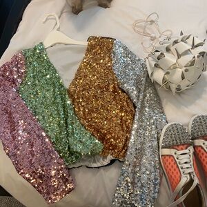 Sequin Blouse in Multicolor